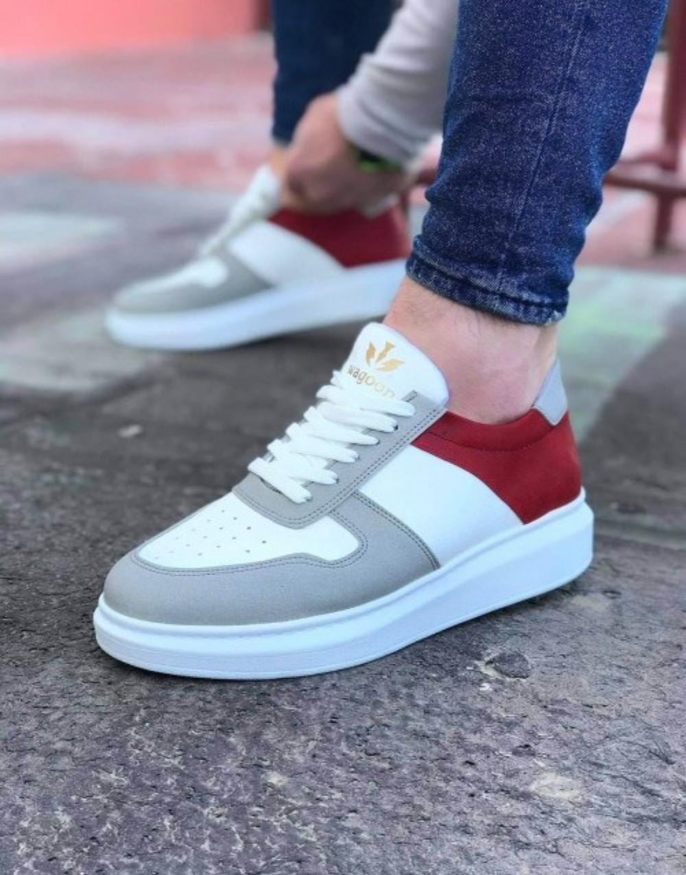 WG011 White Red Men's Casual Shoes - STREETMODE™