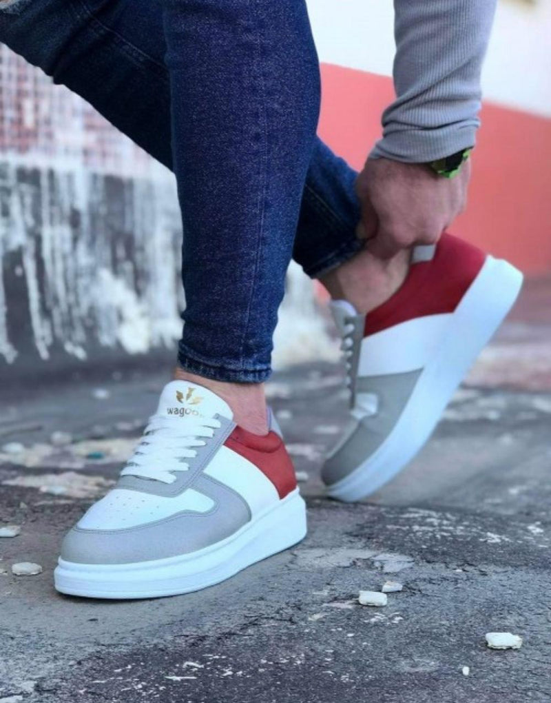 WG011 White Red Men's Casual Shoes - STREETMODE™
