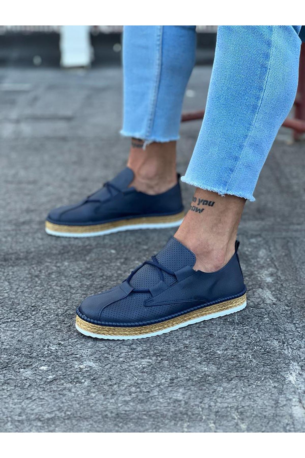 WG015 Navy Blue Men's Casual Shoes - STREETMODE™