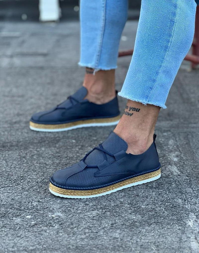 WG015 Navy Blue Men's Casual Shoes - STREETMODE™