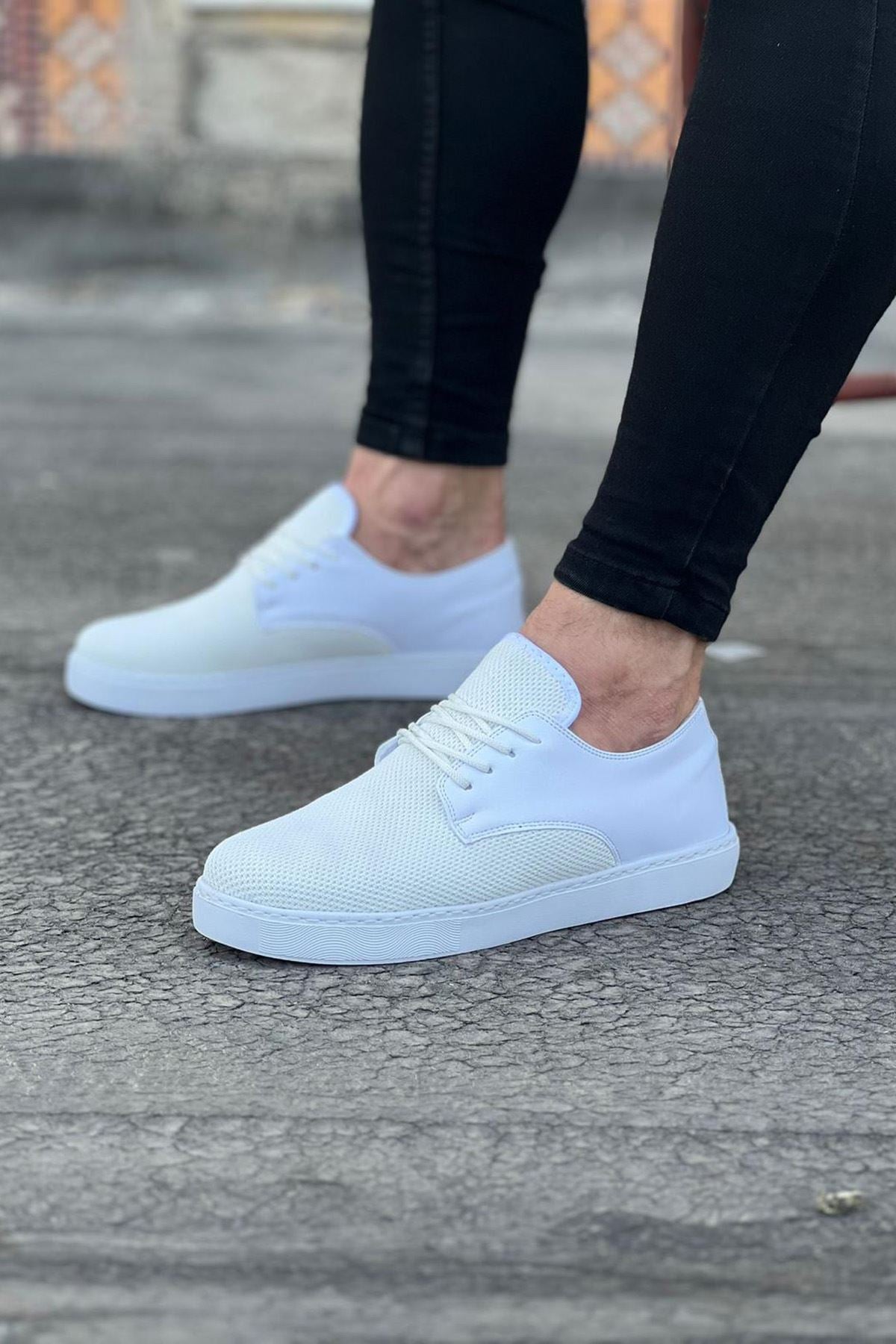 WG016 White Knitwear Men's Casual Shoes - STREETMODE™