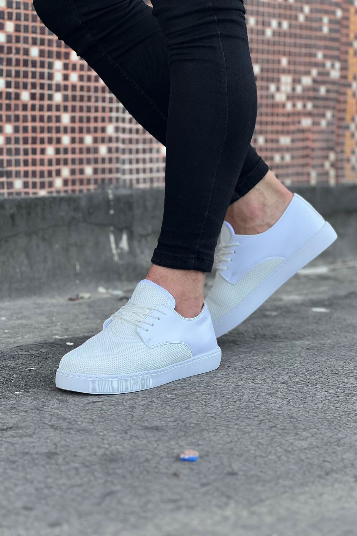 WG016 White Knitwear Men's Casual Shoes - STREETMODE™