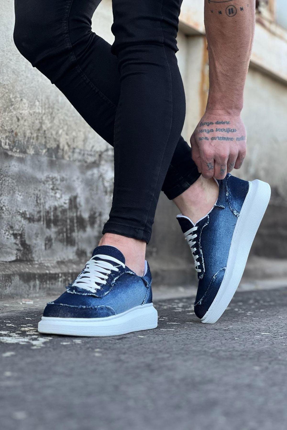 WG018 Dark Blue Men's Casual Shoes - STREETMODE™