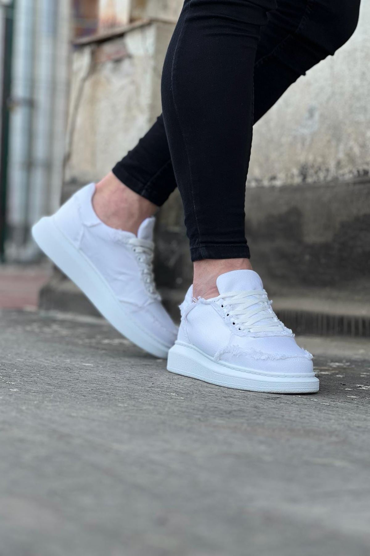 WG018 White High Sole Shoes - STREETMODE™