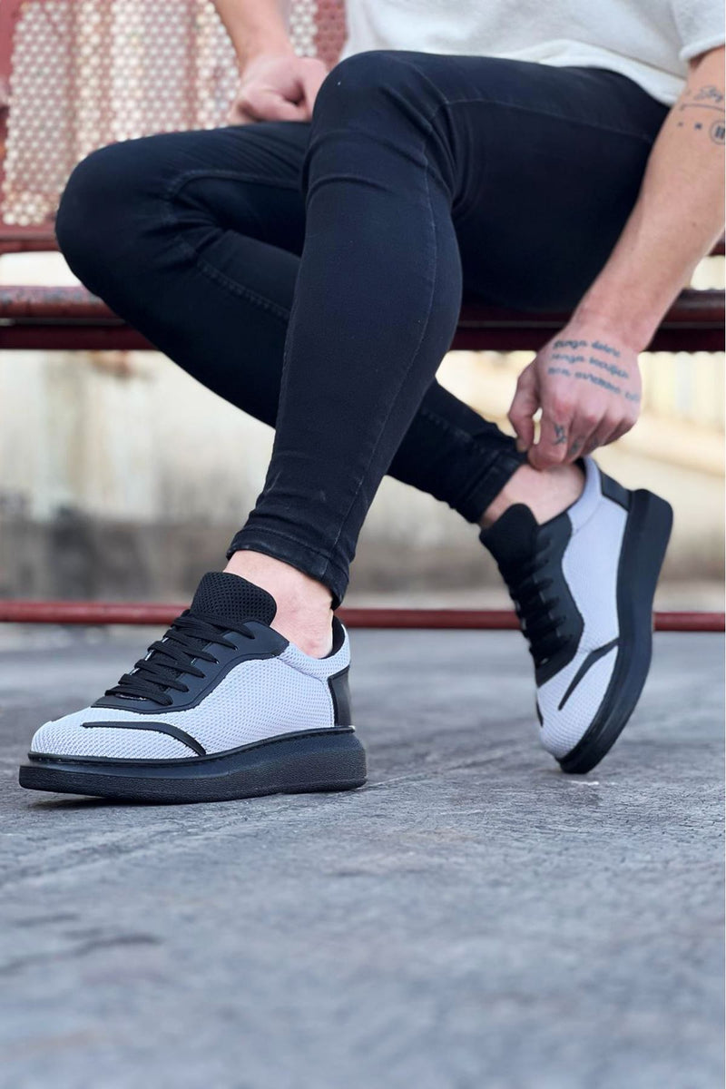 WG019 Gray Black Knitwear Men's Casual Shoes - STREETMODE™