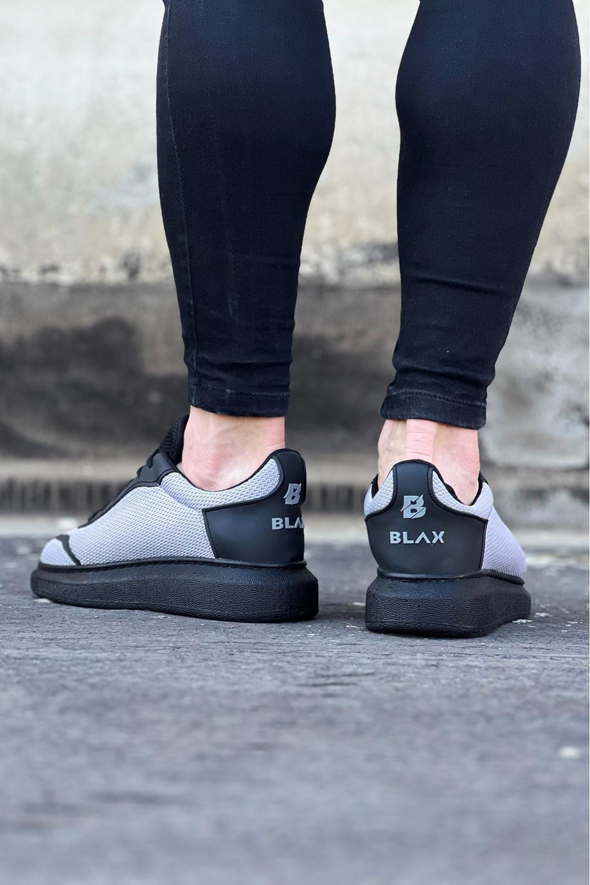 WG019 Gray Black Knitwear Men's Casual Shoes - STREETMODE™