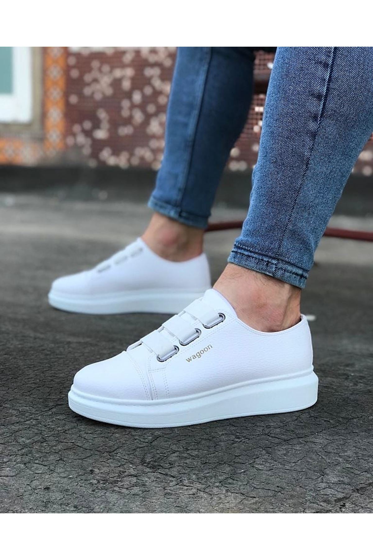 WG026 White Thick Sole Casual Men's Shoes - STREETMODE™