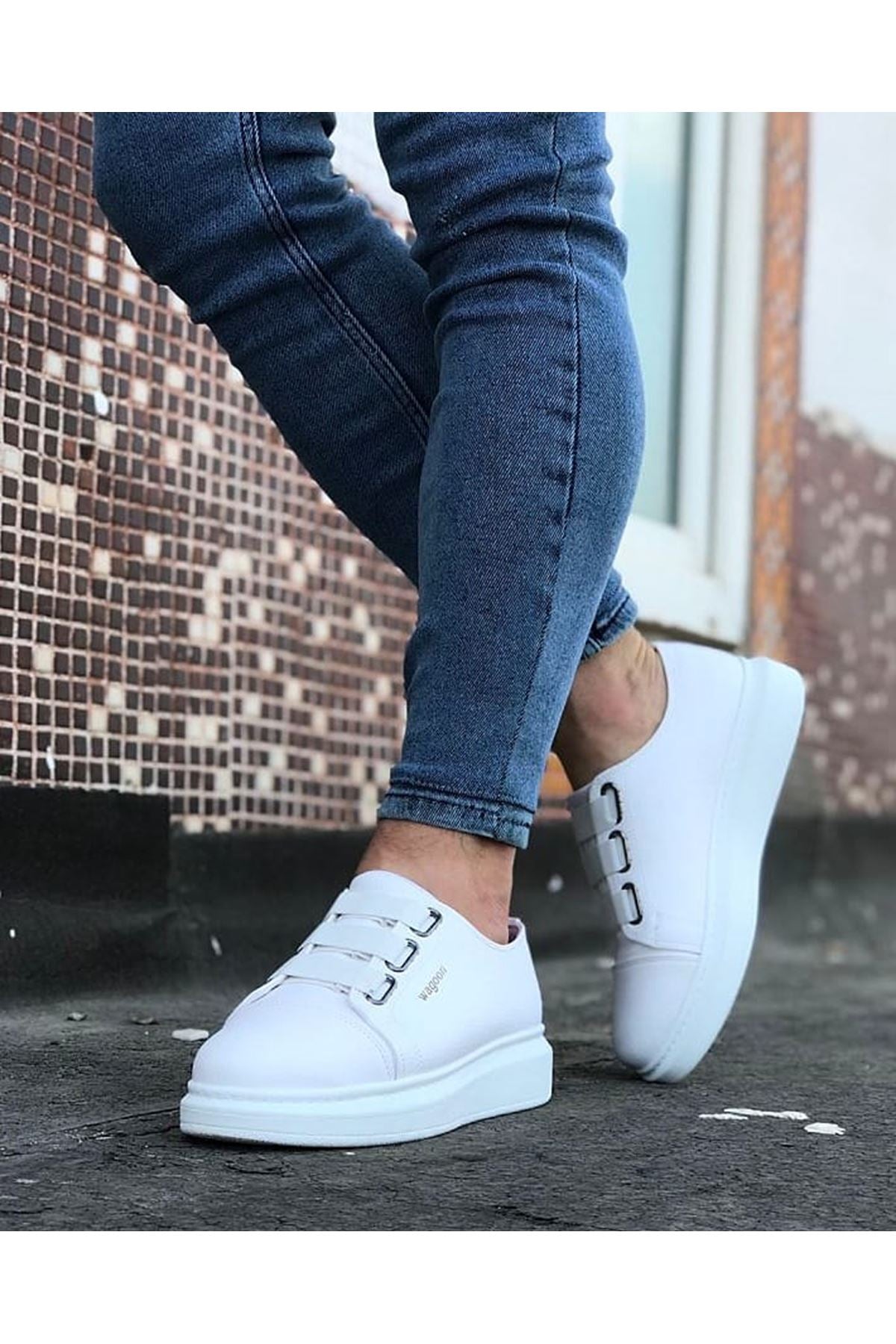 WG026 White Thick Sole Casual Men's Shoes - STREETMODE™