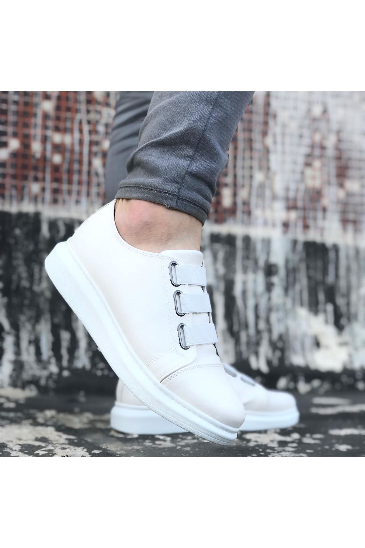 WG026 White Thick Sole Casual Men's Shoes - STREETMODE™