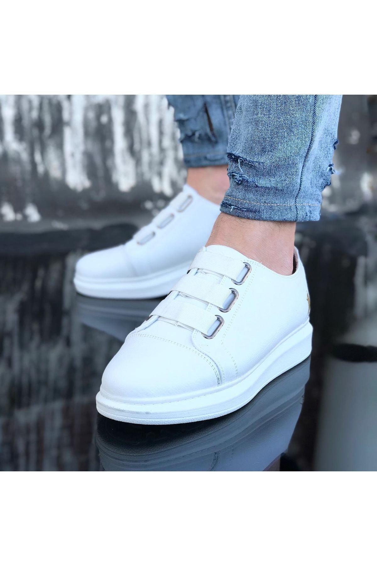 WG026 White Thick Sole Casual Men's Shoes - STREETMODE™