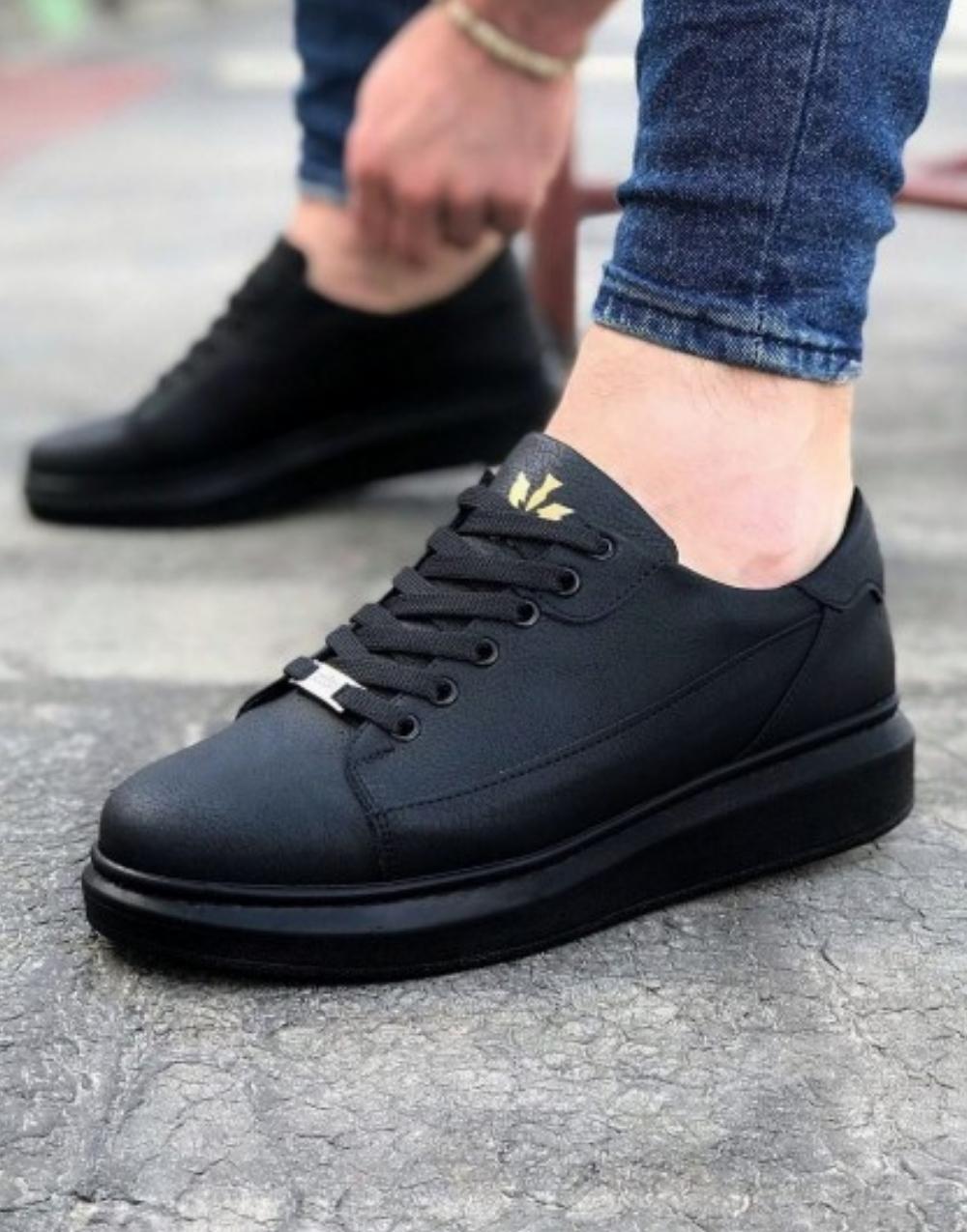 WG028 Denim Coal Lace-Up Thick Sole Casual Men's Shoes - STREETMODE™