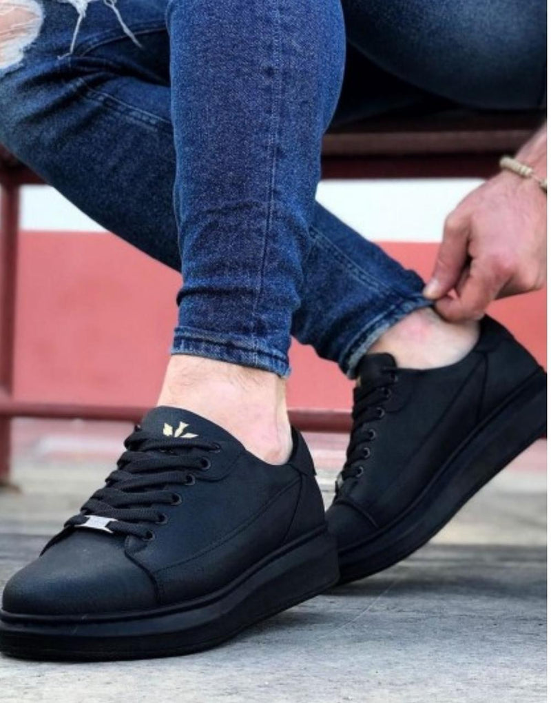 WG028 Denim Coal Lace-Up Thick Sole Casual Men's Shoes - STREETMODE™