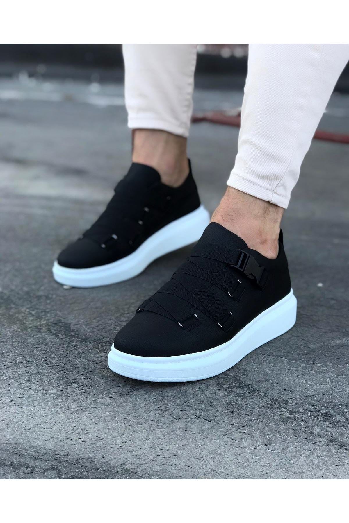 WG033  Black Men's High-Sole Shoes sneakers - STREETMODE™