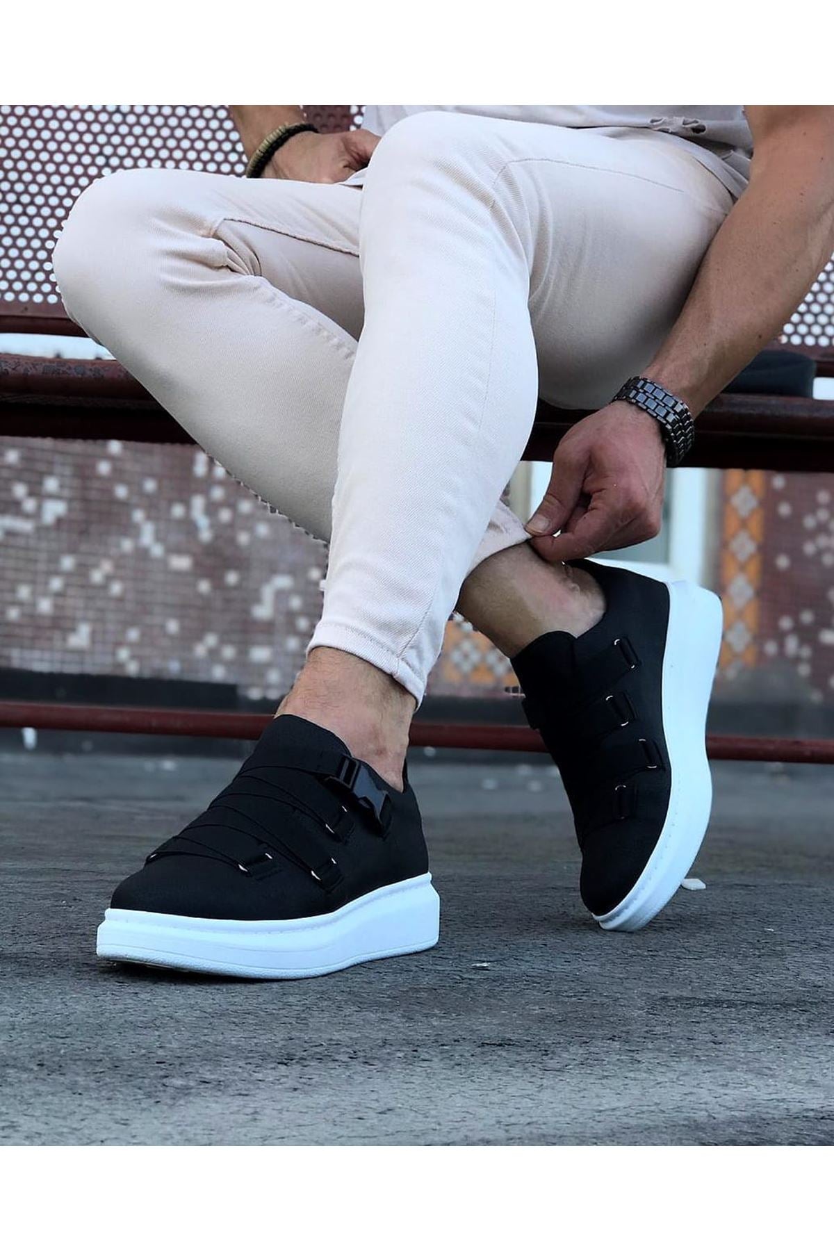 WG033  Black Men's High-Sole Shoes sneakers - STREETMODE™