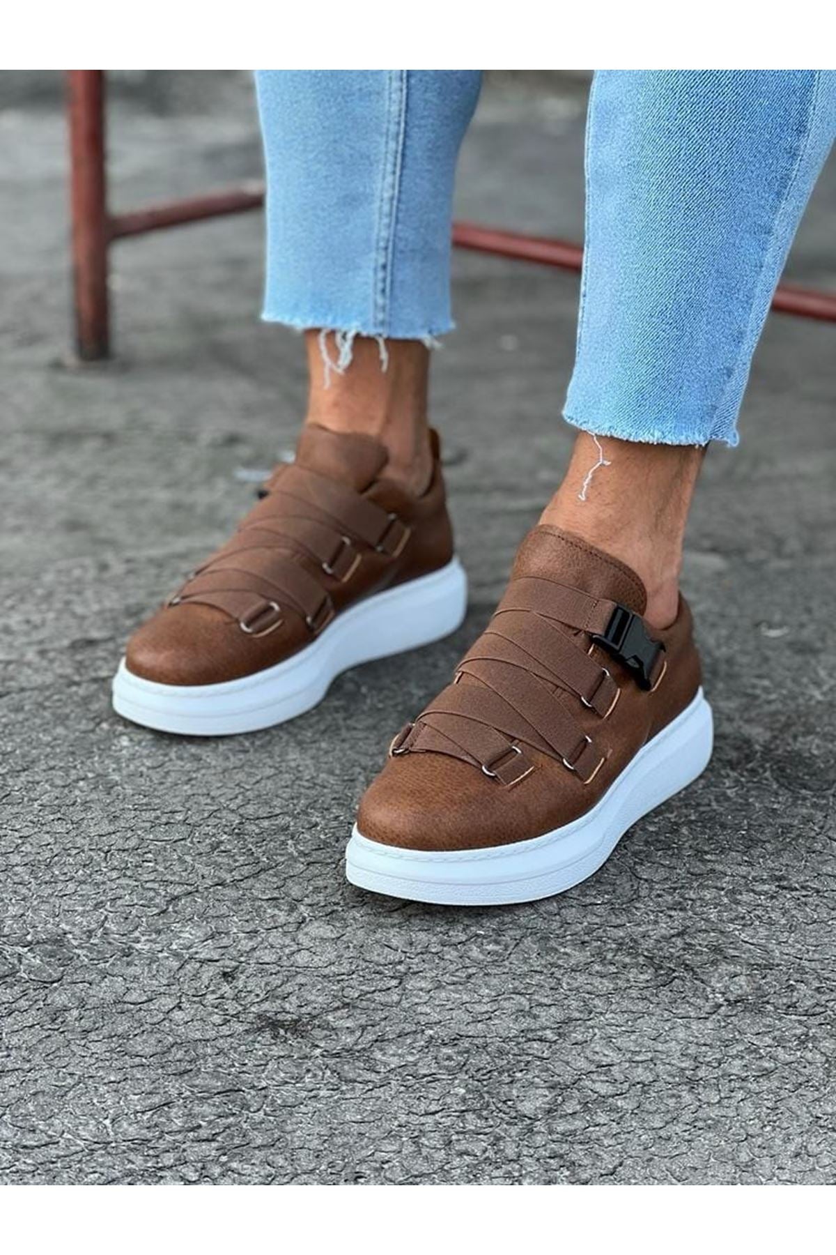 WG033 Tobacco Men's High-Sole Shoes sneakers - STREETMODE™