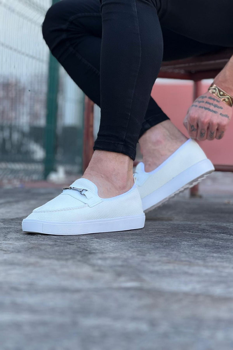 WG060 White Knitwear Ballerina Men's Casual Shoes - STREETMODE™