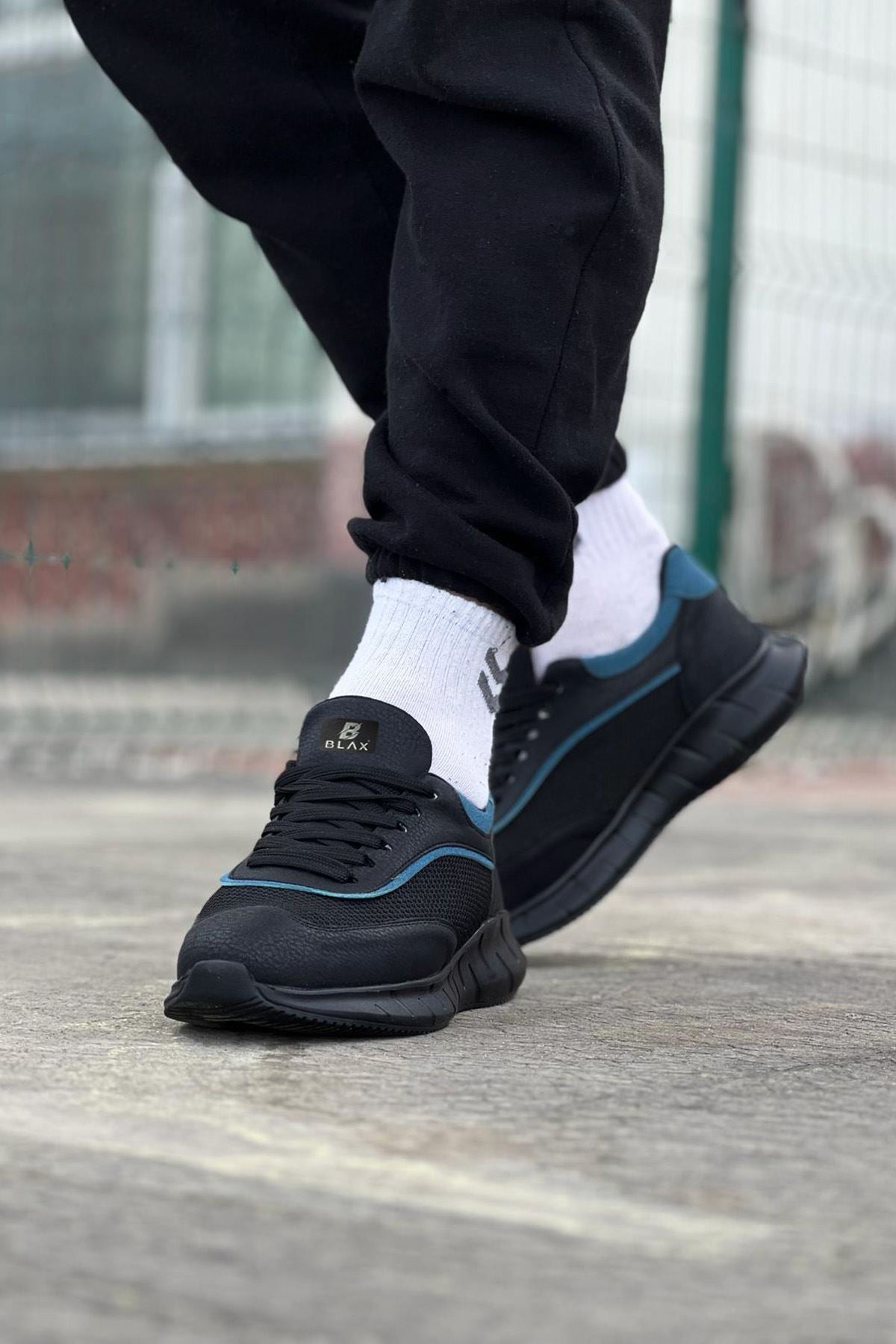 WG062 Charcoal Blue Knitwear Men's Sports Shoes - STREETMODE™