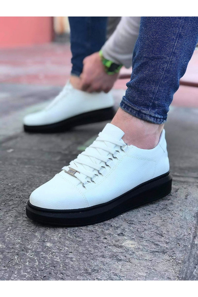 WG08 White Charcoal Flat Men's Casual Shoes sneakers - STREETMODE™