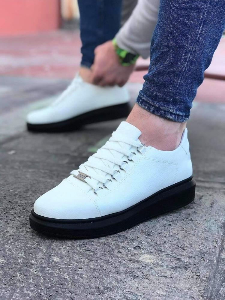 WG08 White Charcoal Flat Men's Casual Shoes sneakers - STREETMODE™
