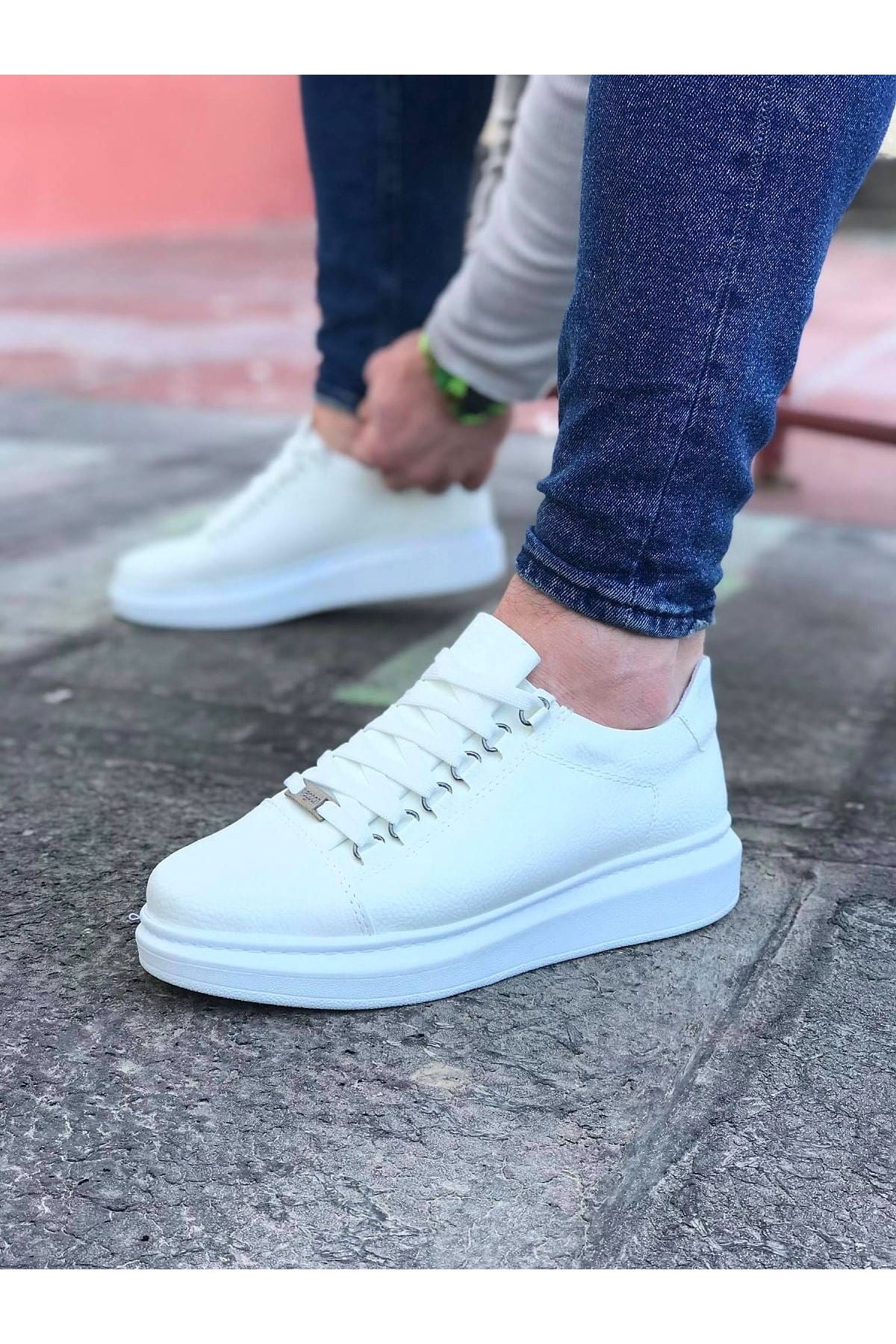 WG08 White Flat Men's Casual Shoes - STREETMODE™