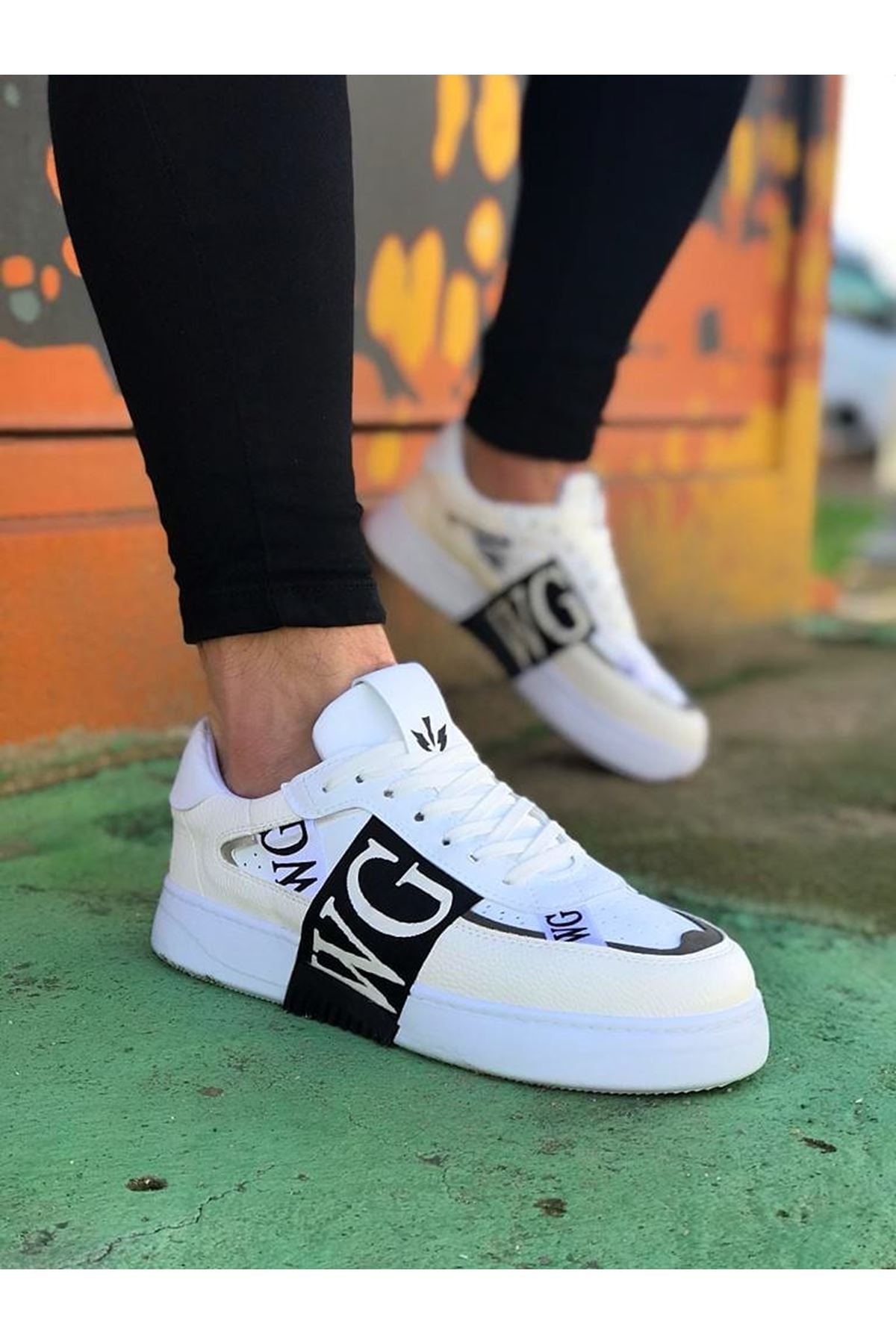 WG202 White Black Men's Casual Shoes sneakers - STREETMODE™