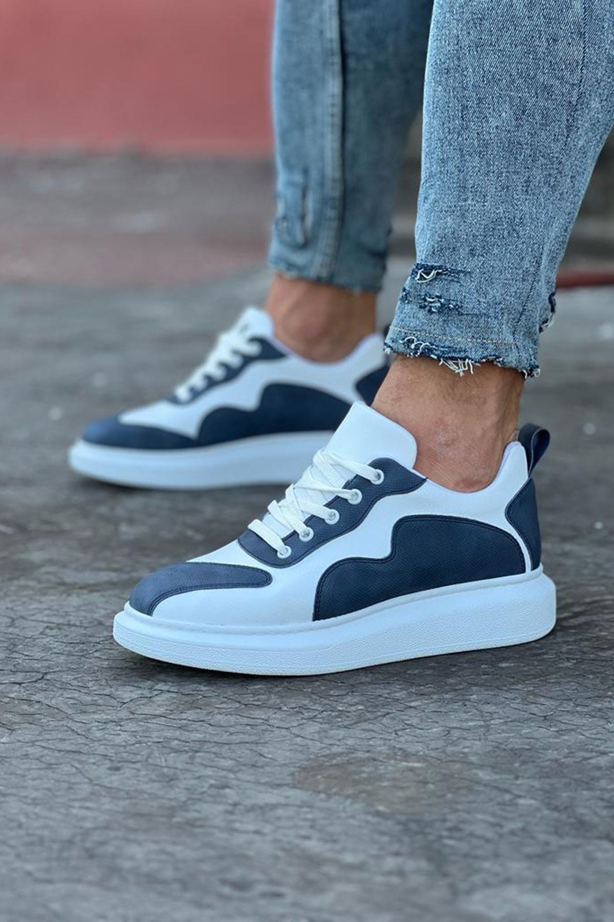 WG301 White Blue Men's Casual Shoes - STREETMODE™