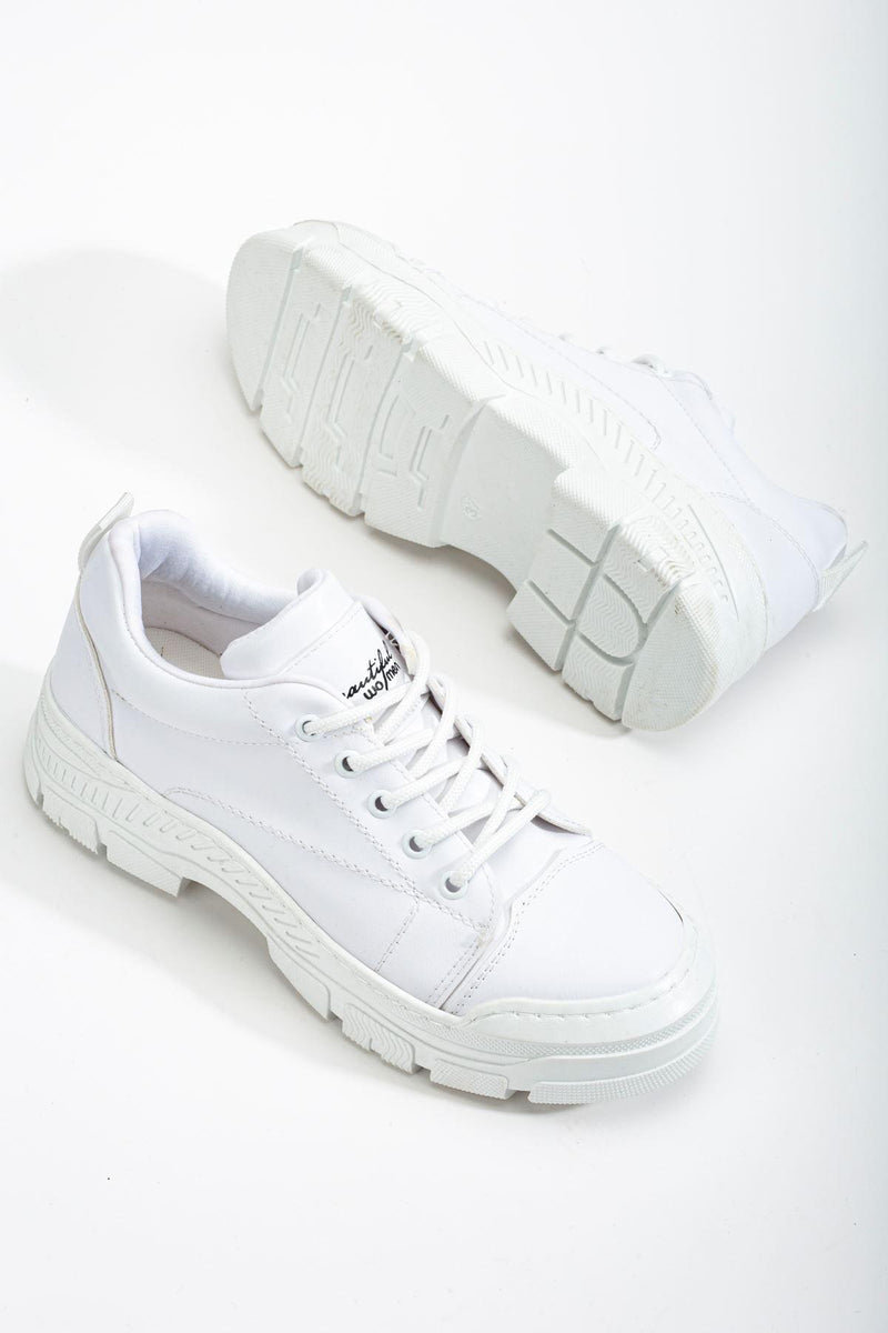 White Women's Sneakers Casual Shoes - STREETMODE™