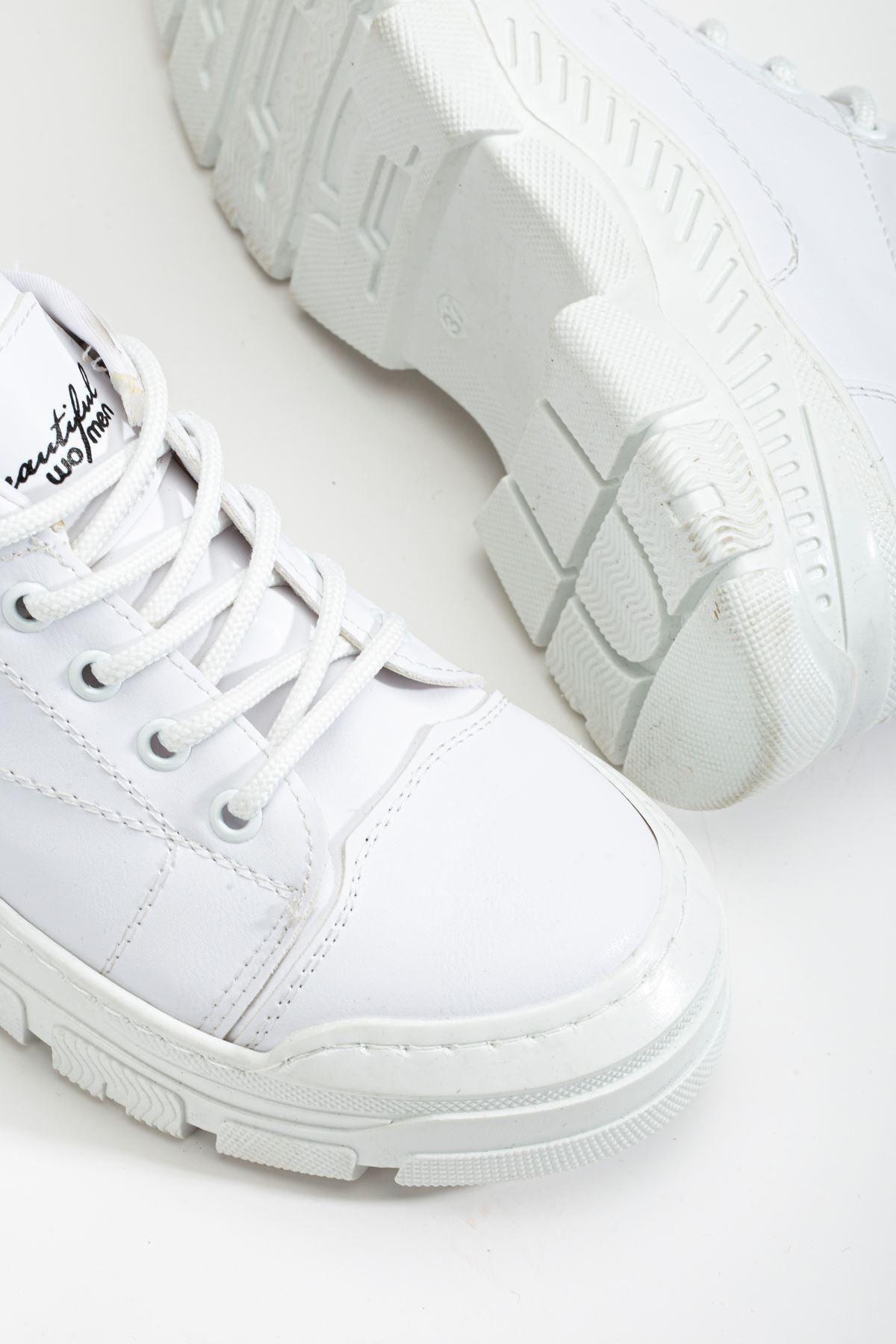 White Women's Sneakers Casual Shoes - STREETMODE™