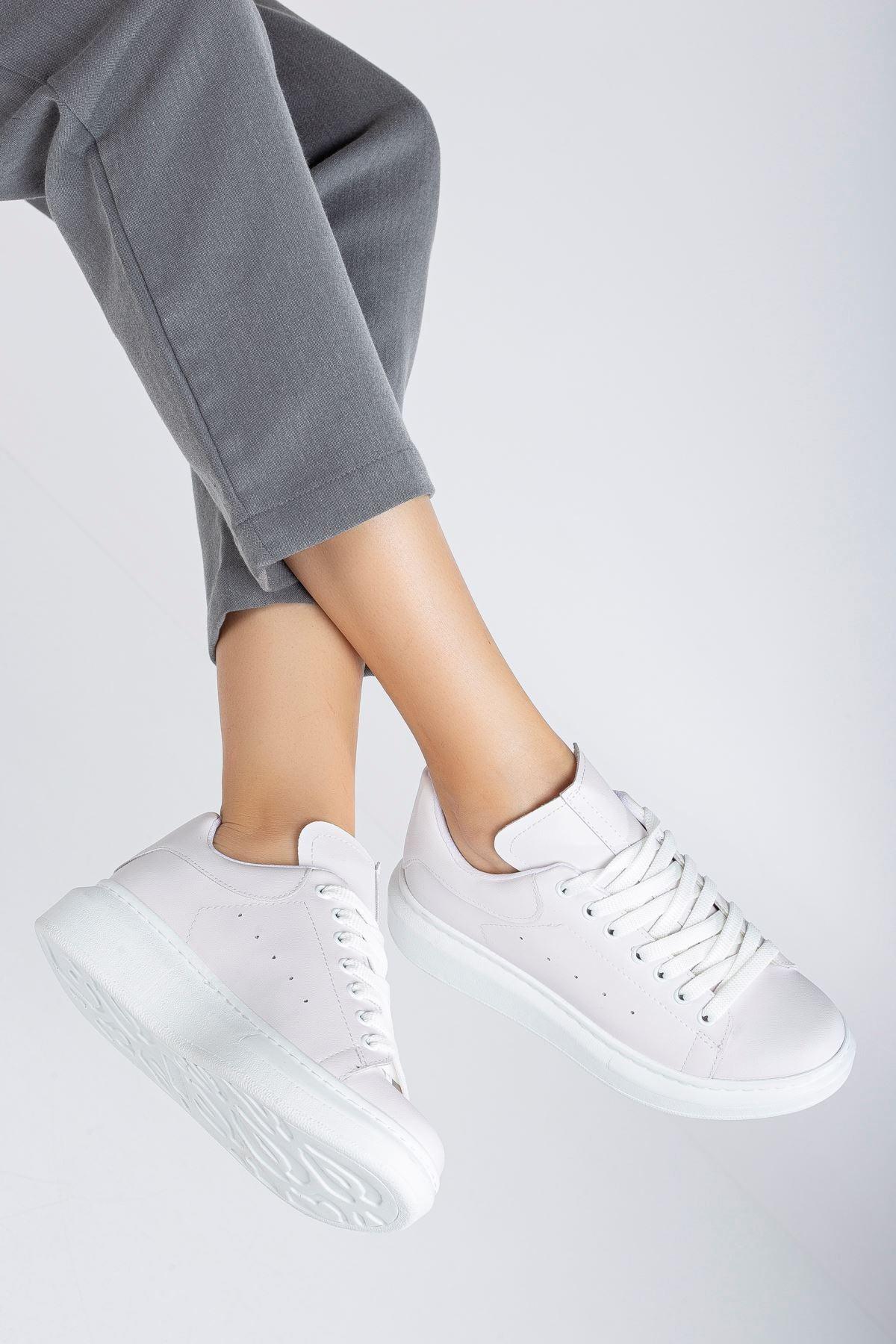 White Women's Sneakers Casual Shoes - STREETMODE™