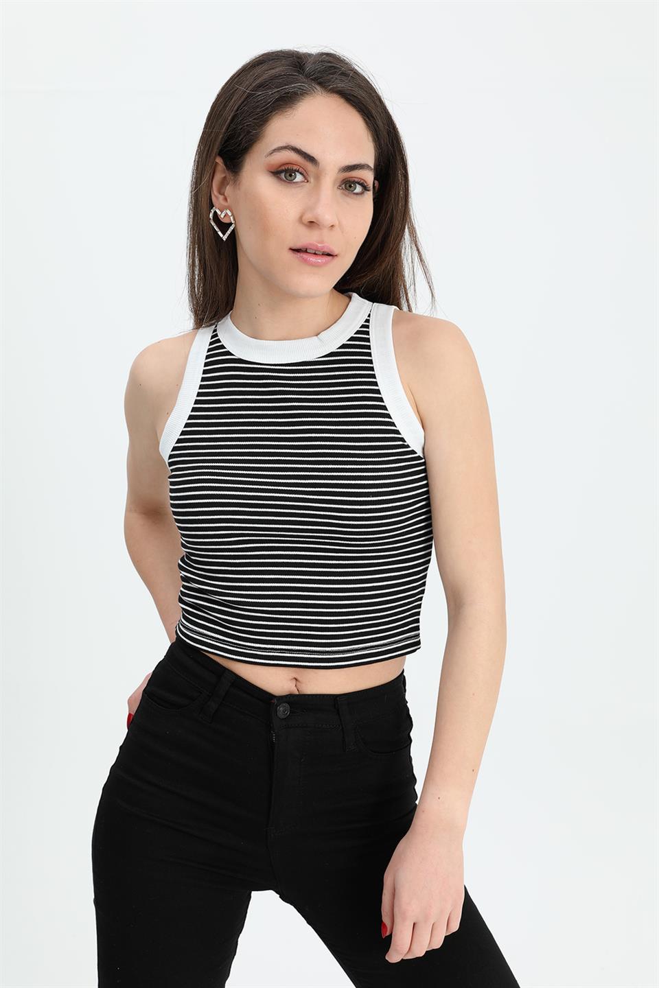 Women's Athlete Wide Pile Striped Camisole - Black - STREETMODE™