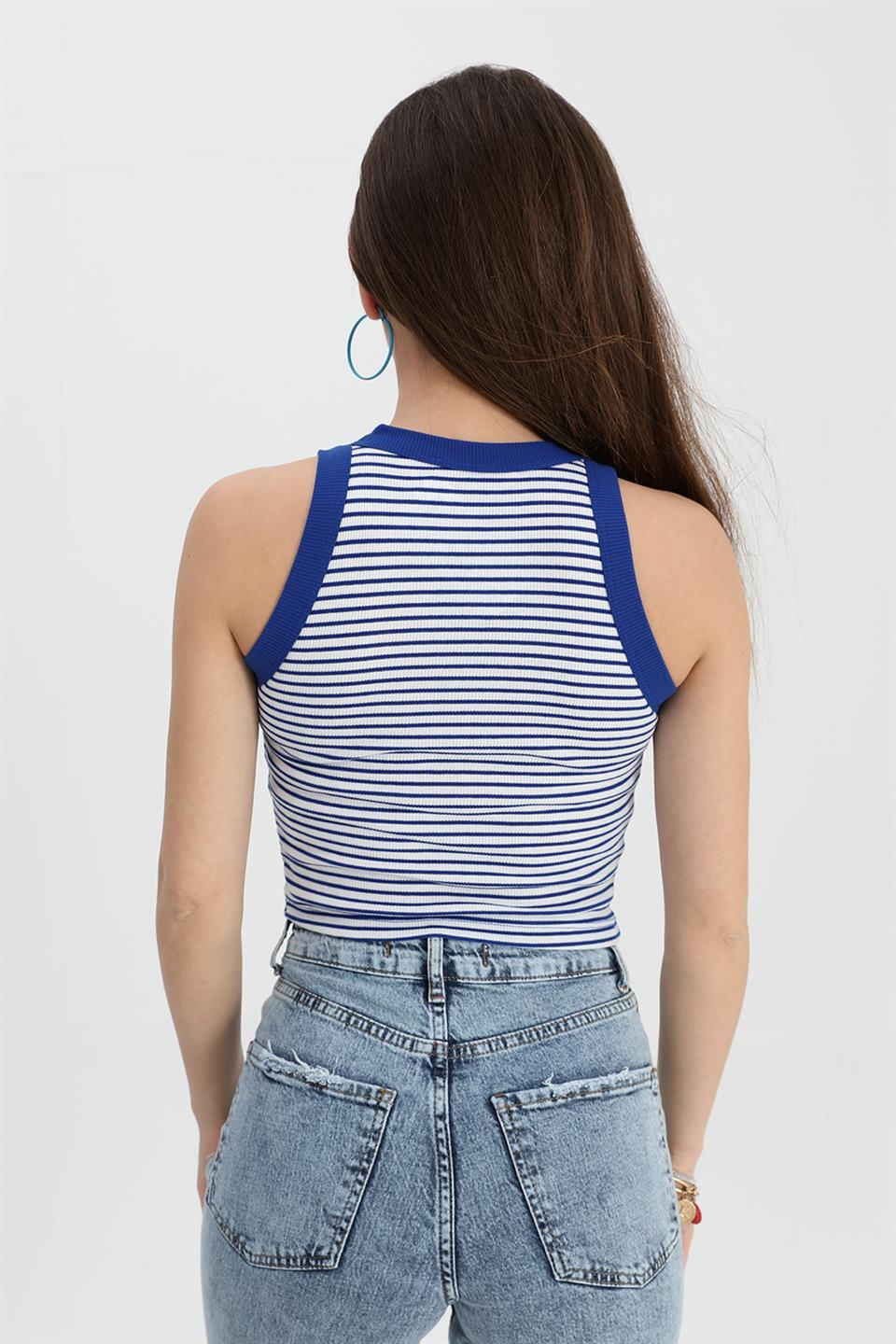 Women's Athlete Wide Pile Striped Camisole - Saxe Blue - STREETMODE™