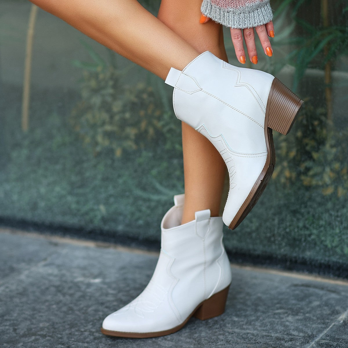 Women's Beige Skin Heeled Boots - STREETMODE™