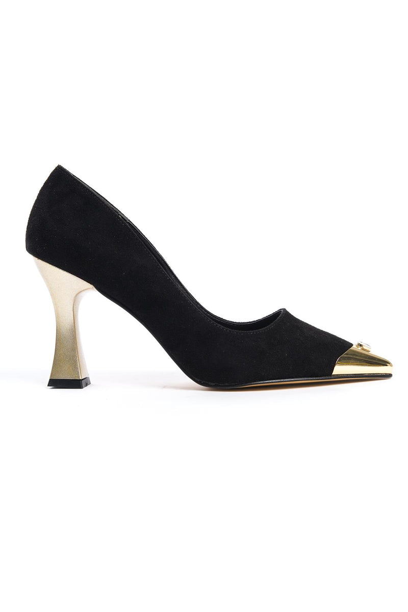 Women's Black Jerma Suede Bolya Heel Evening Dress Shoes - STREETMODE™