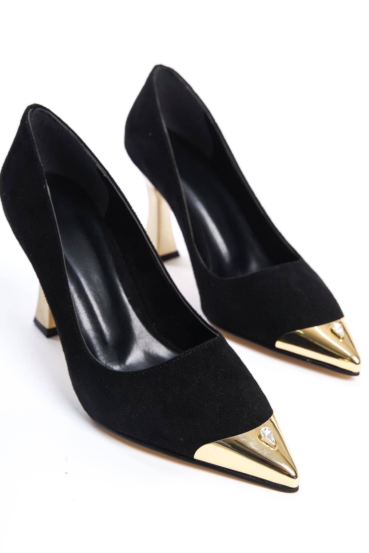 Women's Black Jerma Suede Bolya Heel Evening Dress Shoes - STREETMODE™