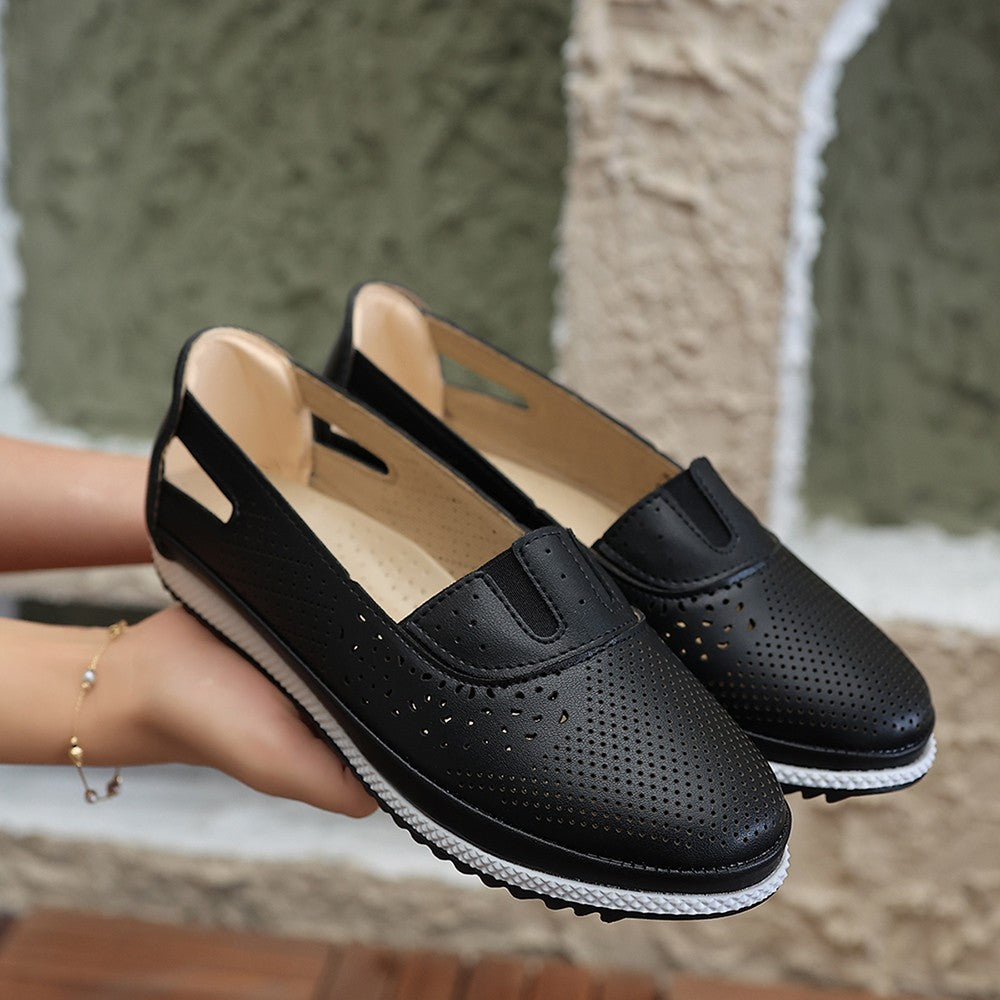 Women's Black Leather Ballerina Shoes - STREETMODE™