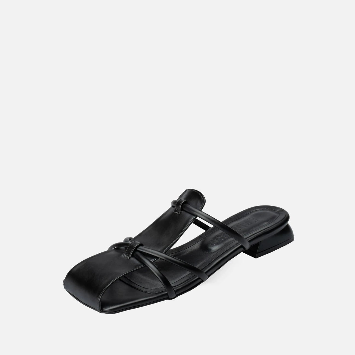 Women's Black Leather Heeled Slippers - STREETMODE™