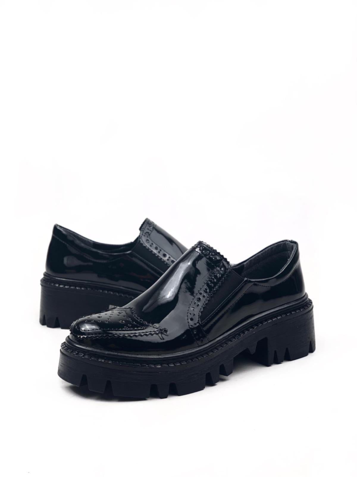 Women's Black Patent Leather Esda Daily Walking Leofer Moccasin Shoes - STREETMODE™