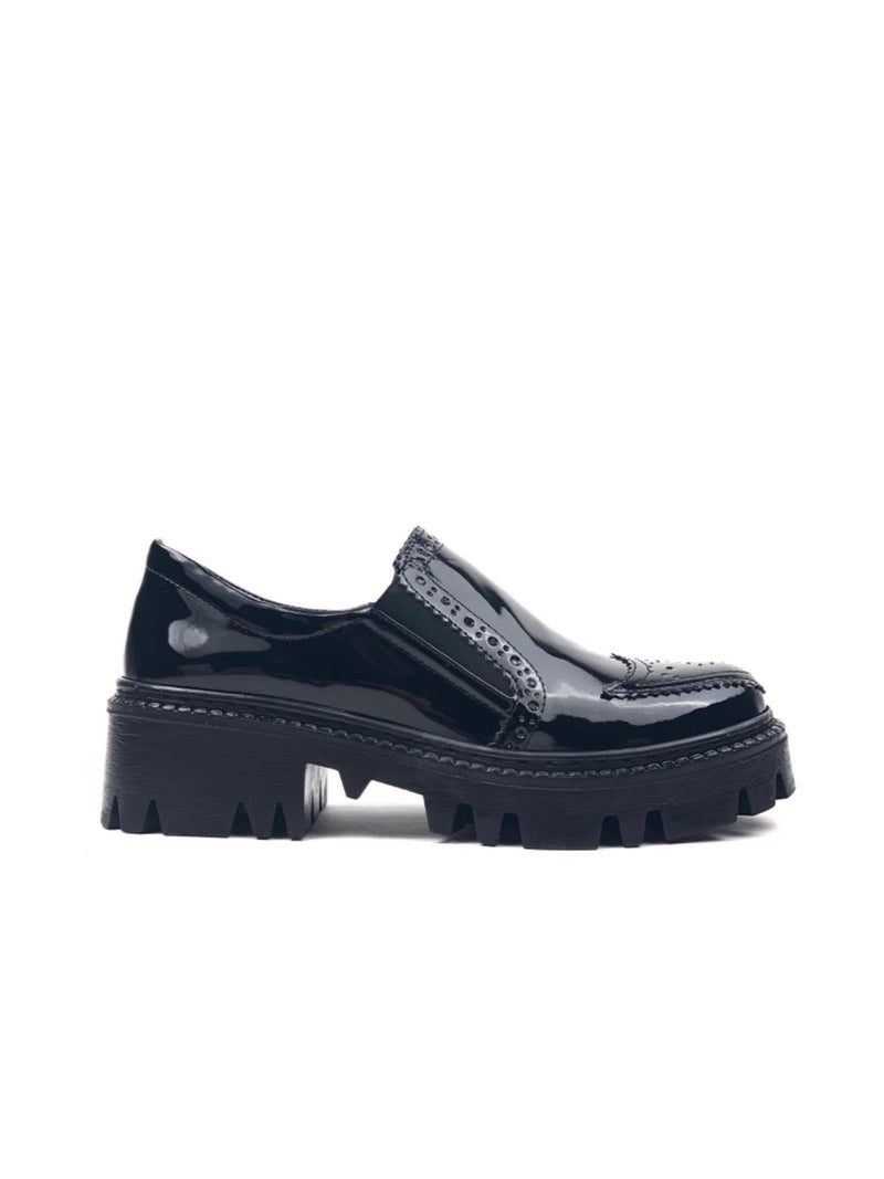 Women's Black Patent Leather Esda Daily Walking Leofer Moccasin Shoes - STREETMODE™