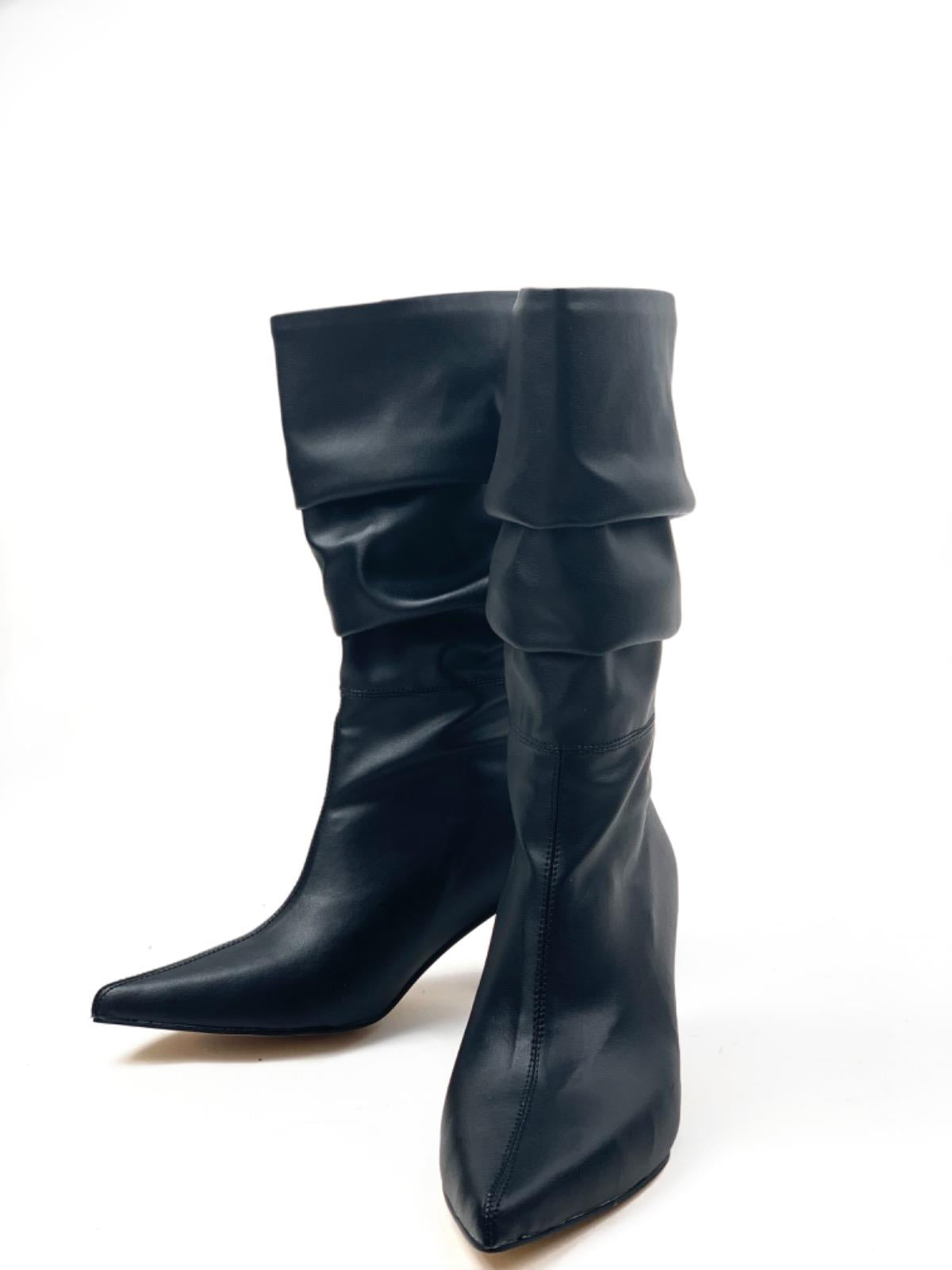 Women's Black Shipped Short Cowboy Boots - STREETMODE™