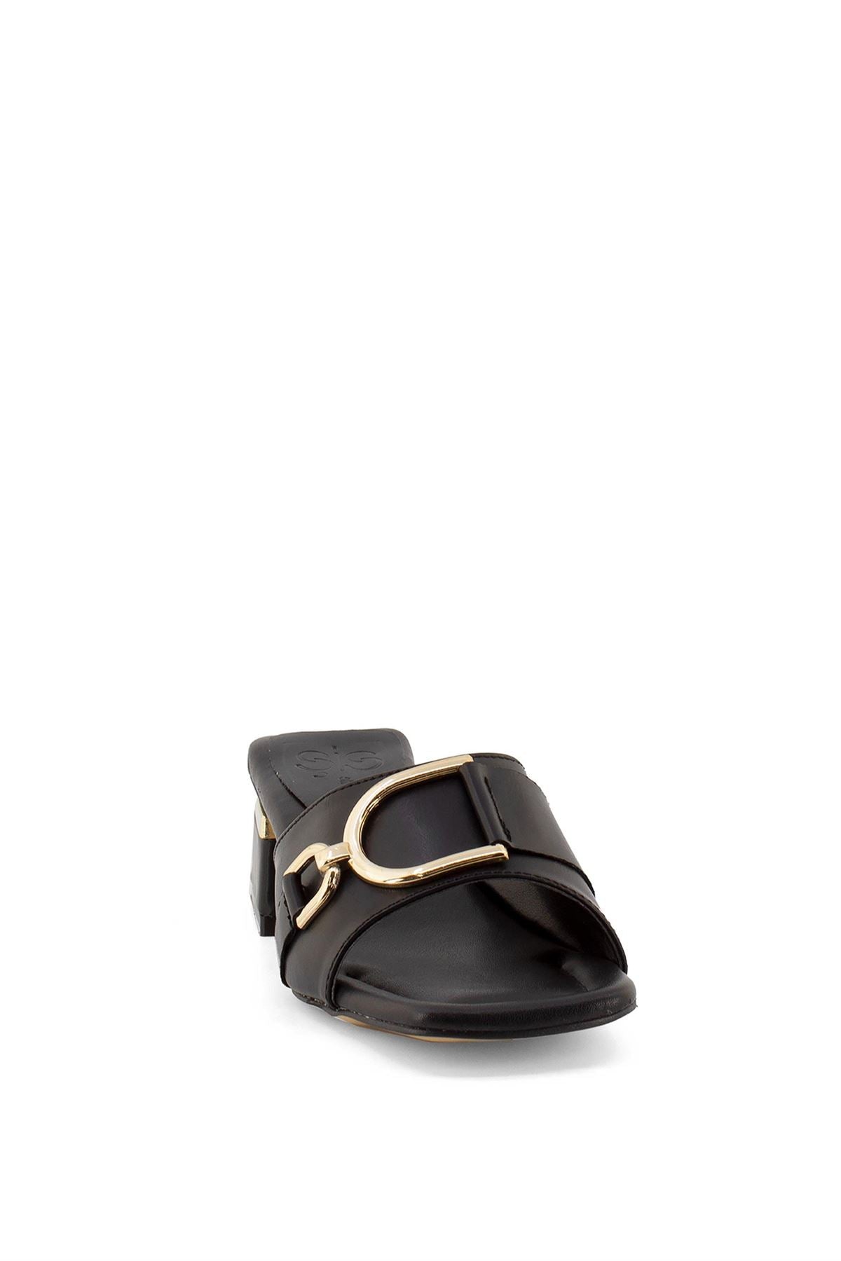 Women's black slippers with buckle detail - STREETMODE™
