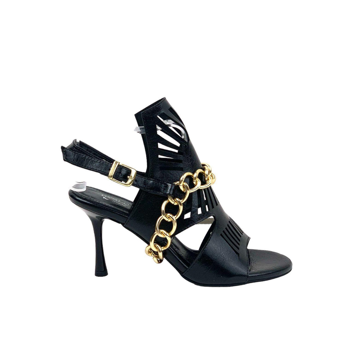 Women's Black Thin Heel Chain Detailed Evening Dress Shoes - STREETMODE™
