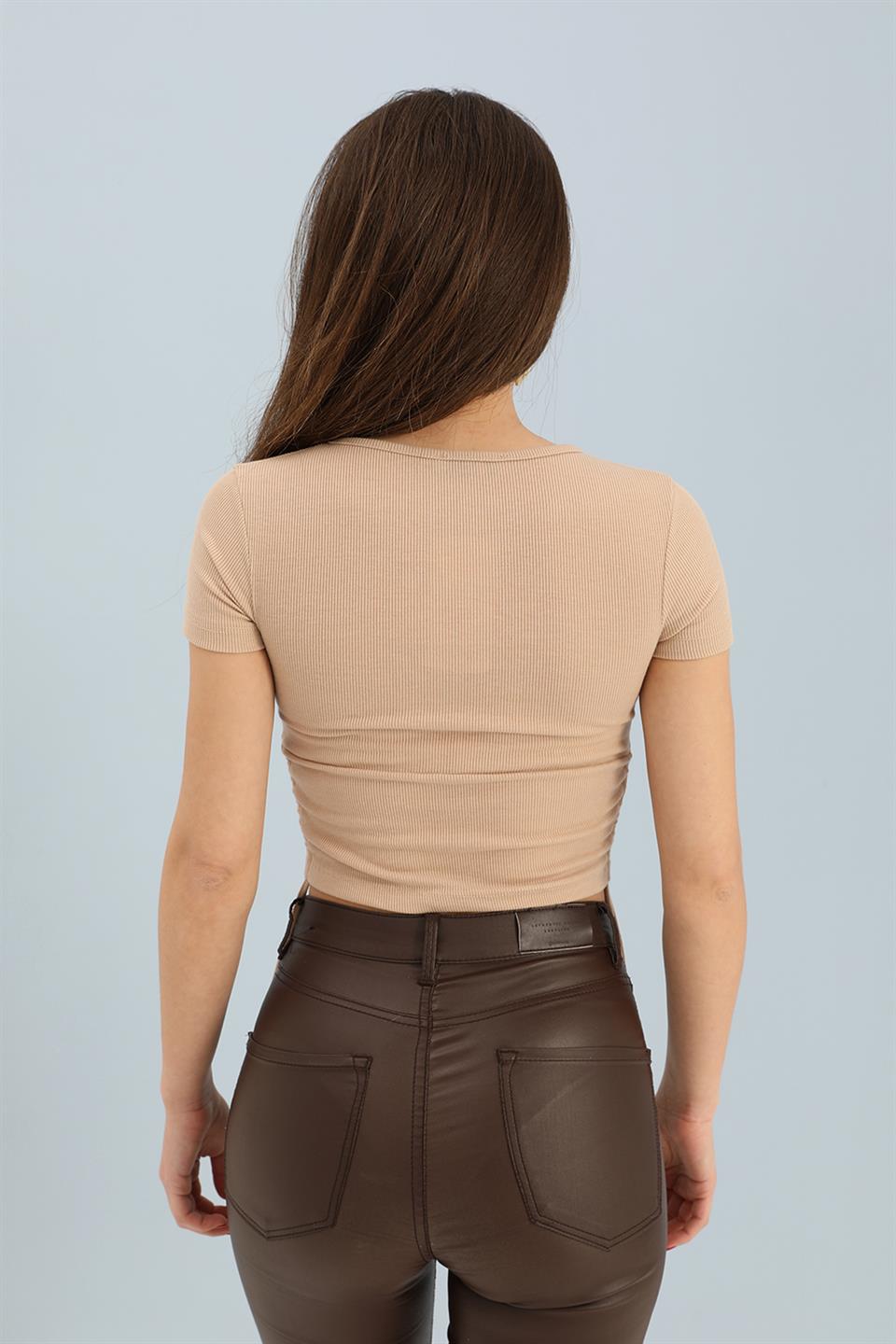 Women's Blouse Double Breasted Collar Tunnelled Sides - Mink - STREETMODE™