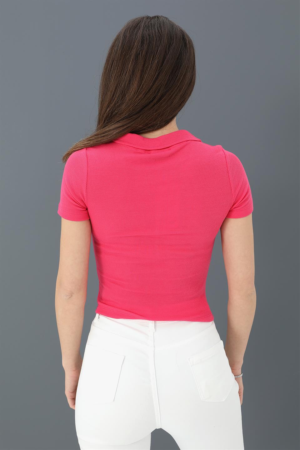 Women's Blouse Shirt Collar Short Sleeve Camisole - Fuchsia - STREETMODE™