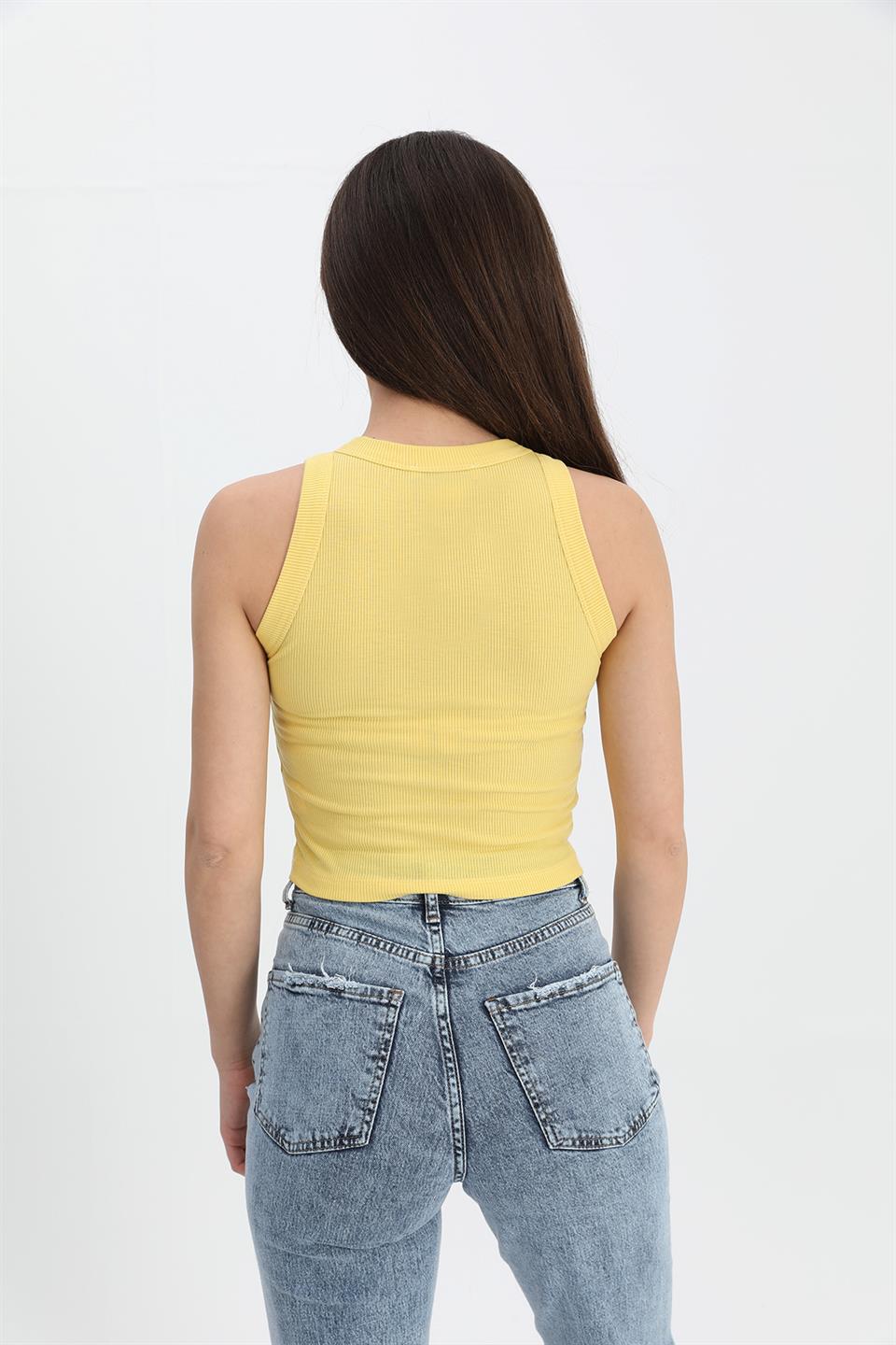 Women's Blouse Wide Plunging Sleeveless Camisole - Yellow - STREETMODE™