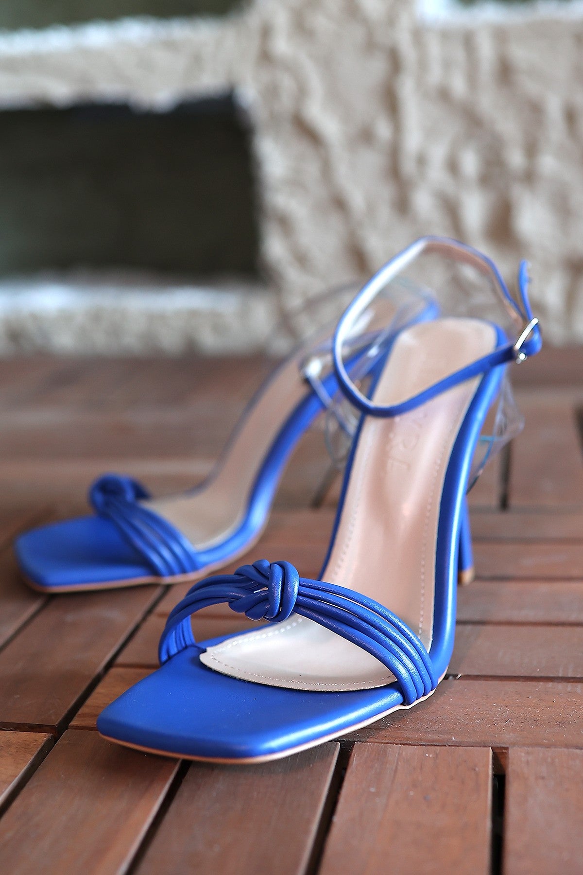 Women's Blue Leather High Heel Shoes - STREETMODE™