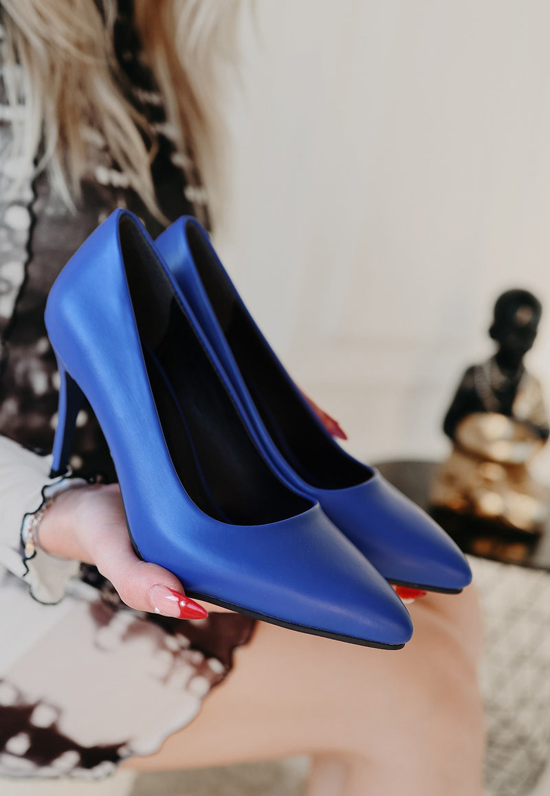 Women's Blue Skin Stiletto Shoes - STREETMODE™