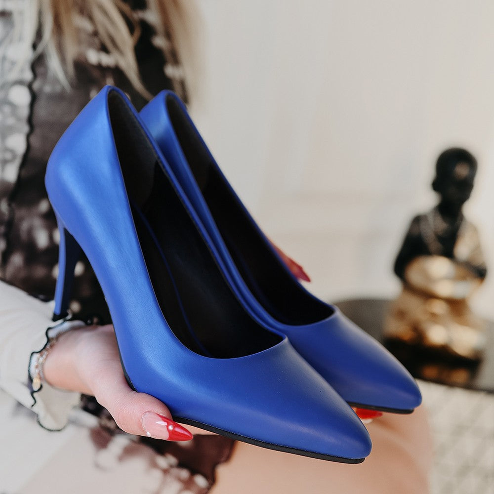 Women's Blue Skin Stiletto Shoes - STREETMODE™