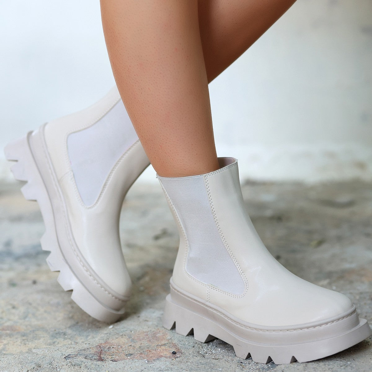 Women's Bluen Beige Skin Boots - STREETMODE™