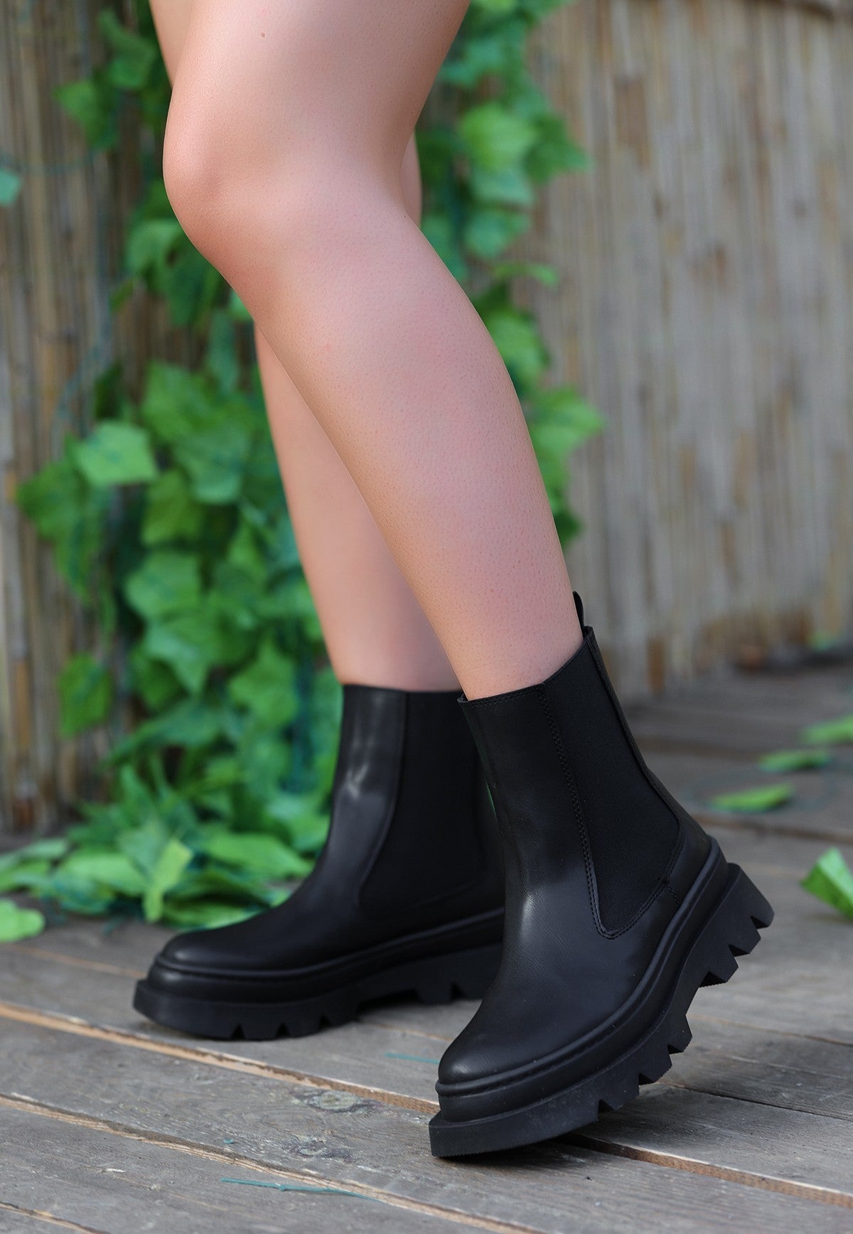 Women's Bluen Black Skin Boots - STREETMODE™