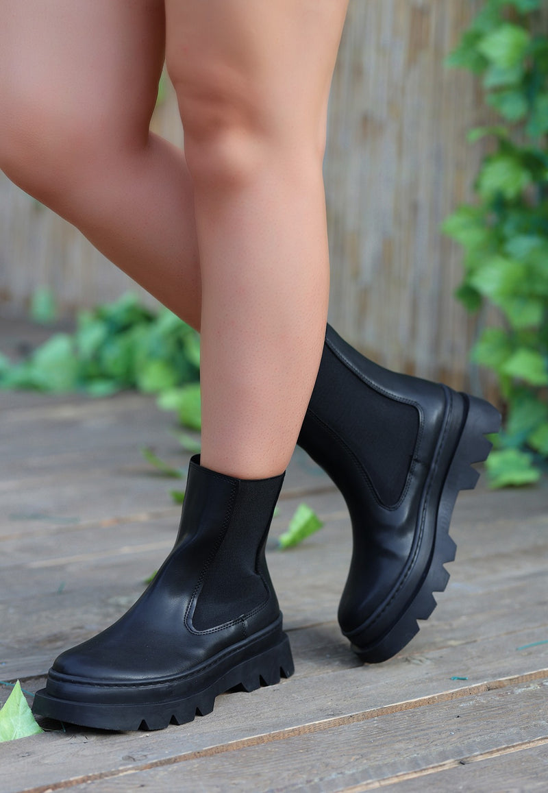 Women's Bluen Black Skin Boots - STREETMODE™